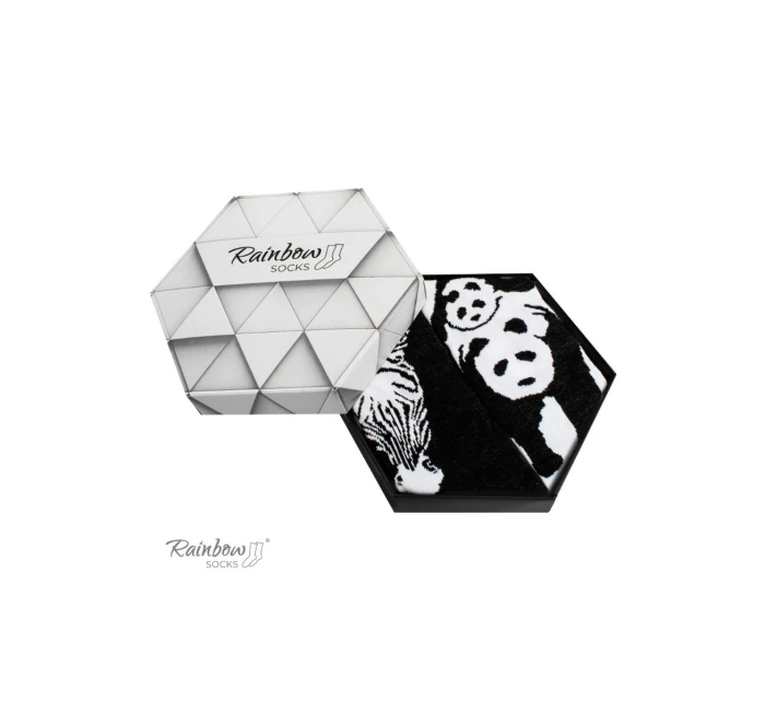 Skarpetki Rainbow Socks W Motywy Zwierzęce Zebra Panda  Czarno-Białe 2 Pary