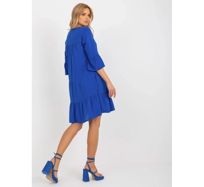 Šaty D73761M30214B kobaltovo modré