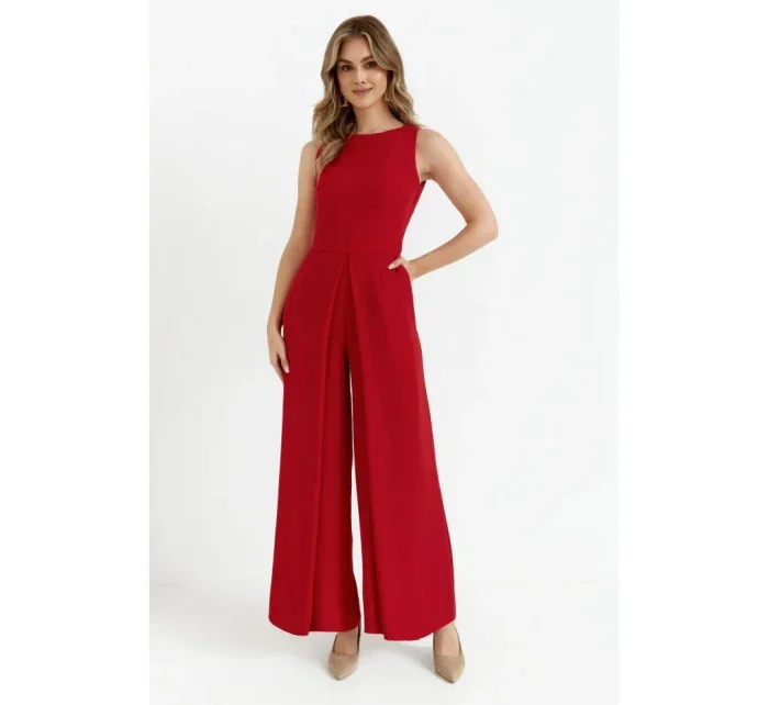 K184 Kombinéza so širokými nohavicami - červená