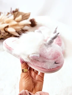 Jednorožec Warm-up pantofle Bílé a růžové Ronee