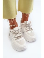 Dámske tenisky na pevnej podrážke s ozdobným šnurovaním biela Relissa Dámske tenisky na pevnej podrážke s ozdobným šnurovaním biela Relissa