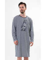 Pánska nočná košeľa s dlhým rukávom Sailboat Black and White - Vienetta