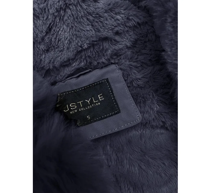 Krátka zimná bunda s kožušinou, tmavomodrá (16M9062-215)