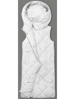 Dlhá biela dámska oversize vesta (5M3165-281)