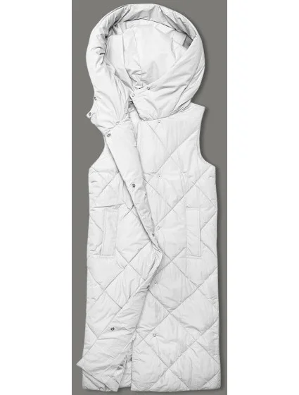 Dlhá biela dámska oversize vesta (5M3165-281)