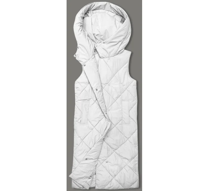 Dlhá biela dámska oversize vesta (5M3165-281)