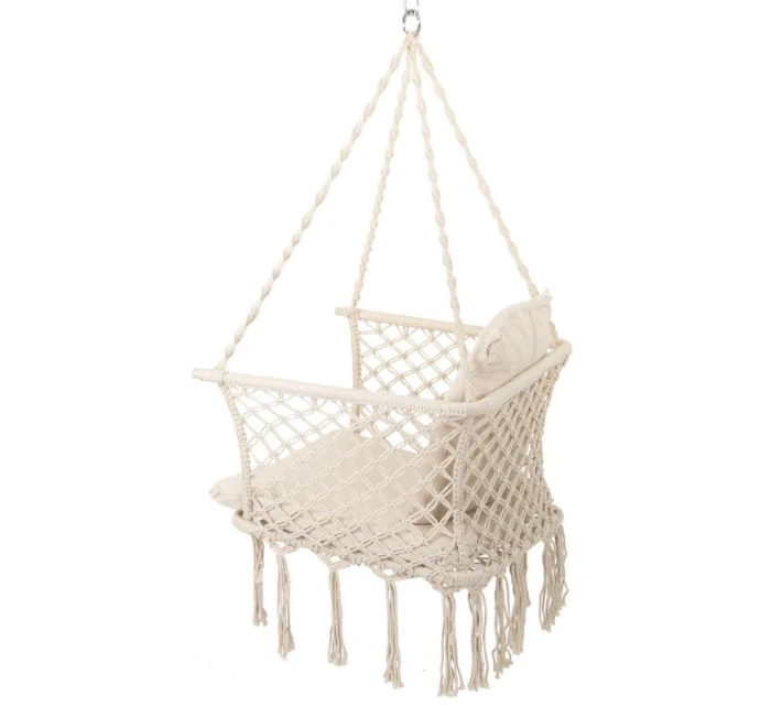 ZÁVESNÉ SEDADLO HAMMOCK Čapí hniezdo 78x64CM ECRU