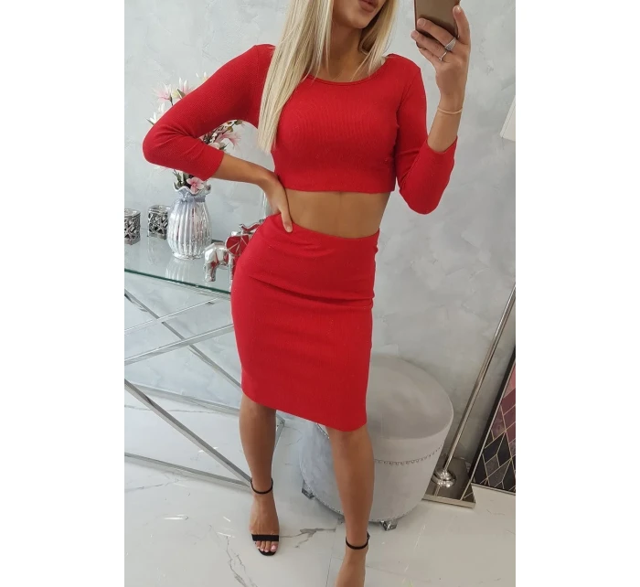 Souprava halenky a sukně červená Souprava halenky a sukně červená