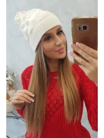 Dámská čepice ecru model 18751879 - K-Fashion Dámská čepice ecru model 18751879 - K-Fashion