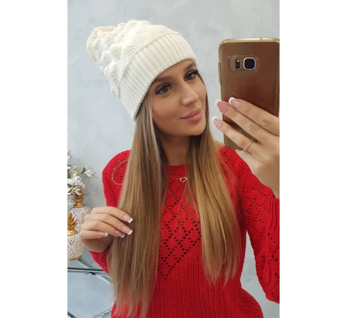 Dámská čepice ecru model 18751879 - K-Fashion Dámská čepice ecru model 18751879 - K-Fashion