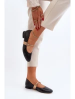 Skórzane Baleriny Damskie Na Płaskim Obcasie Laura Messi 2774 Czarne