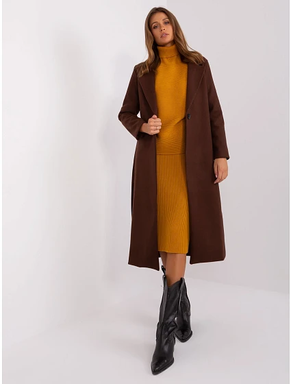 Płaszcz TW PL BI model 22048618 1.31 ciemny brązowy - FPrice Płaszcz TW PL BI model 22048618 1.31 ciemny brązowy - FPrice