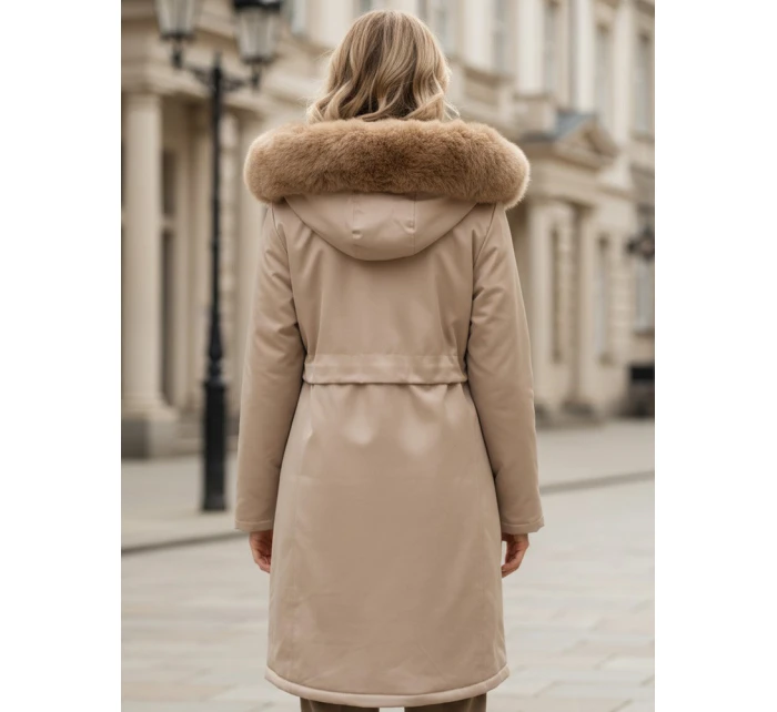 Dámská zimní bunda parka s kožešinou béžová Dstreet model 21991641 - FashionStreet