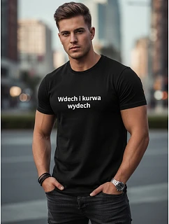 Pánske bavlnené tričko s humornou potlačou čierne FashionStreet NX0111R