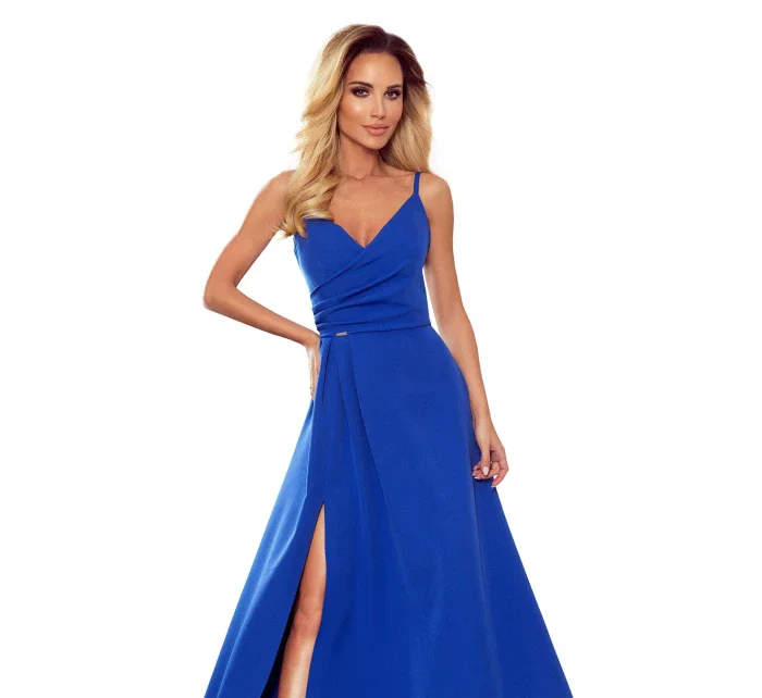 CHIARA - Elegantné dámske maxi šaty v Chrpová farbe na ramienkach 299-3 CHIARA - Elegantné dámske maxi šaty v Chrpová farbe na ramienkach 299-3