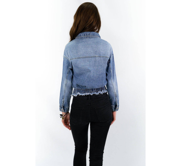 Světle modrá dámská džínová netopýří bunda model 16147114 - P.O.P. SEVEN