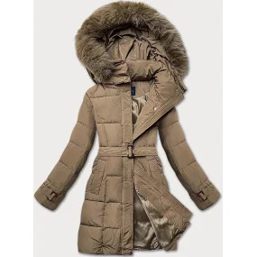 Dámska hnedá zimná bunda s ozdobnými pásmi (23MY-208) Dámska hnedá zimná bunda s ozdobnými pásmi (23MY-208)