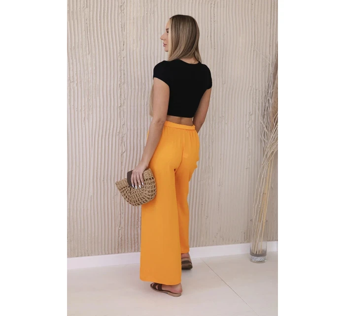 Široké nohavice v páse oranžové Široké nohavice v páse oranžové