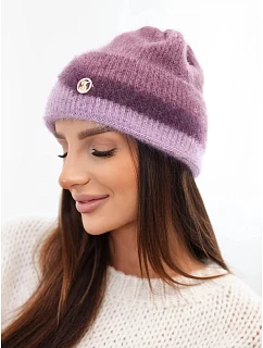 Dámská čepice beanie žebrovaná s ozdobou tmavě model 22555037 - K-Fashion