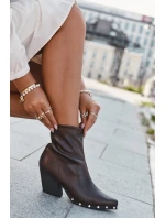 Dámské boty z eko kůže na sloupku hnědé model 21709985 - Boto Dámské boty z eko kůže na sloupku hnědé model 21709985 - Boto