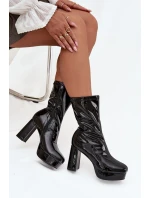 Lakierowane Botki Damskie Na Platformie I Słupkowym Obcasie Czarne Calvessa Lakierowane Botki Damskie Na Platformie I Słupkowym Obcasie Czarne Calvessa