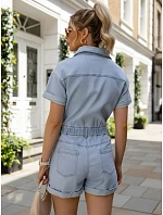 Krátke dámske džínsové overaly, svetlo modré, FashionStreet EY2655