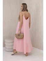 Mušelínové šaty bez ramienok marhuľová