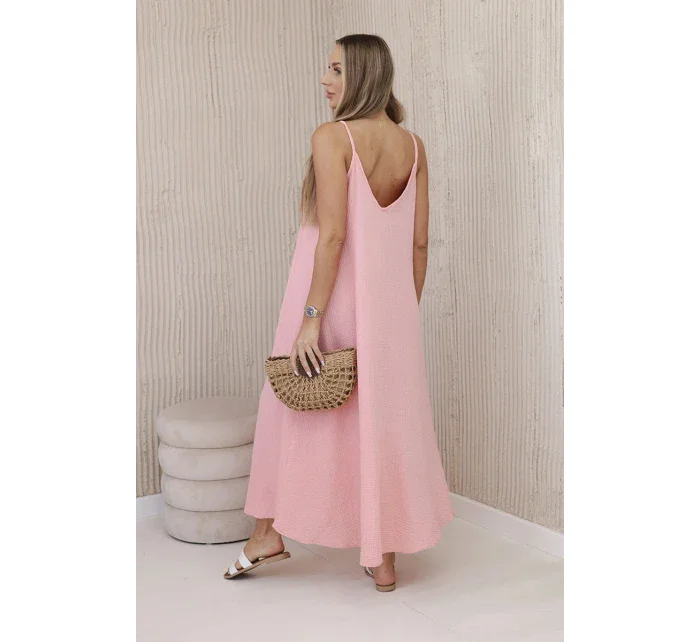 Mušelínové šaty bez ramienok marhuľová