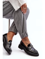 Damskie Półbuty Mokasyny Na Płaskim Obcasie Czarne Venla