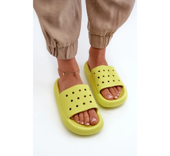 Damskie Piankowe Klapki Na Grubej Podeszwie Limonka Beula