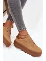 Sneakersy Damskie Na Platformie Big Star SS274762 Camel