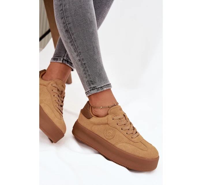 Sneakersy Damskie Na Platformie Big Star SS274762 Camel