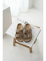 Dámské Pantofle Hnědé s Přezkami