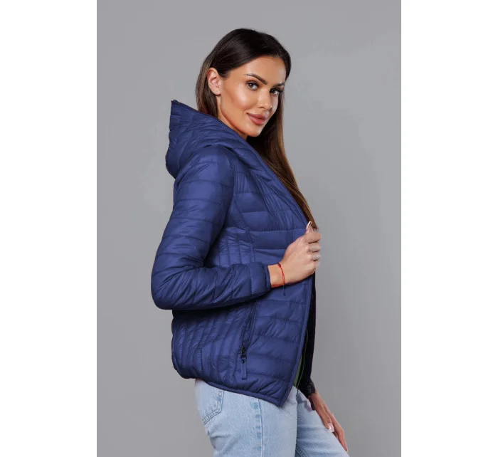 Modrá dámska prešívaná bunda s kapucňou (B0123-72) Modrá dámska prešívaná bunda s kapucňou (B0123-72)