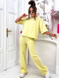 Žltá dámska bavlnená súprava Oversize (82188)