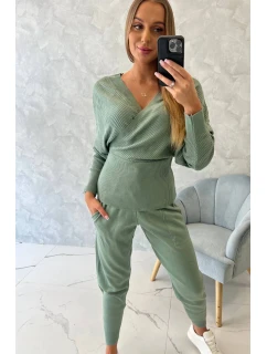 Dvojdielny svetrový set tmavo mätový