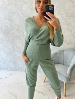 Dvojdielny svetrový set tmavo mätový