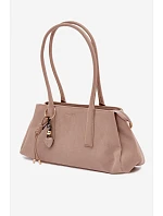 Eko semišová kabelka s přívěskem Béžová Nelina