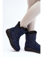 Dámske snehové topánky na zips s kožušinou, tmavomodré Zeuna