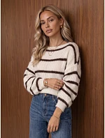 Sweter damski oversize w ecru model 22404927 - FashionStreet Sweter damski oversize w ecru model 22404927 - FashionStreet