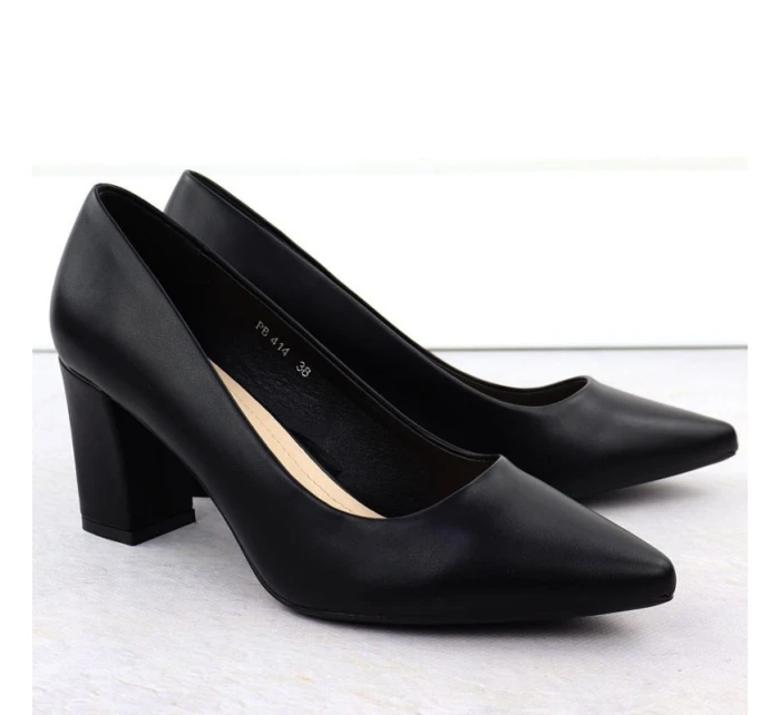 Dámske čierne lodičky Sergio Leone na ihlovom podpätku PB414 Dámske čierne lodičky Sergio Leone na ihlovom podpätku PB414