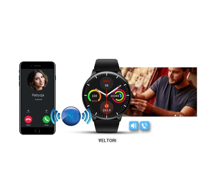 VELTORI VT160-1 Smartwatch Čierny silikónový remienok