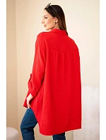 Bavlněná mušelínová košile Plus Size světle bordová