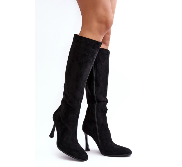 Dámské Kozačky Na Podpatku Černé model 21638674 - Boto