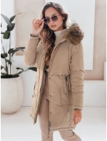 Dámska zimná bunda s kapucňou FashionStreet camel TY5082 Dámska zimná bunda s kapucňou FashionStreet camel TY5082