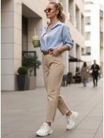 Dámské džíny s páskem mom fit light beige Dstreet model 21996300 - FashionStreet