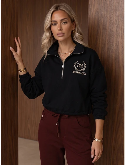 Bluza damska ocieplana ze stójką i czarna model 22554597 - FashionStreet