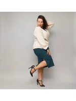 Béžovo-tmavozelené šaty s pletenou blúzkou (682)