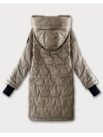 Béžová dámská prošívaná bunda s stahovacími lemy model 21322546 - S'WEST Béžová dámská prošívaná bunda s stahovacími lemy model 21322546 - S'WEST