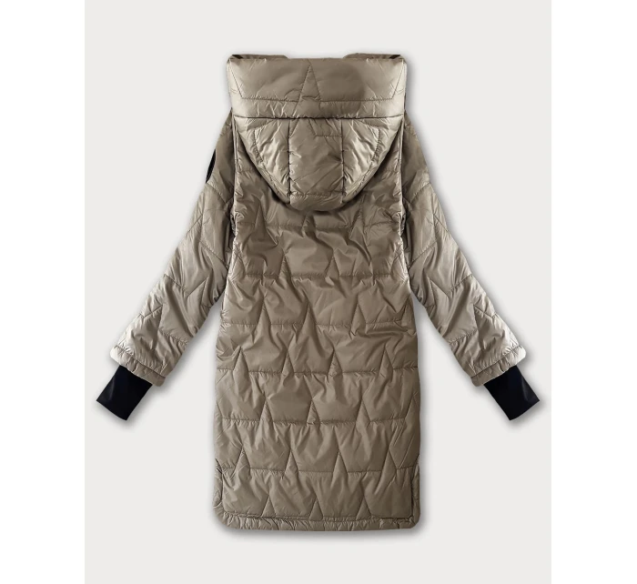 Béžová dámská prošívaná bunda s stahovacími lemy model 21322546 - S'WEST Béžová dámská prošívaná bunda s stahovacími lemy model 21322546 - S'WEST